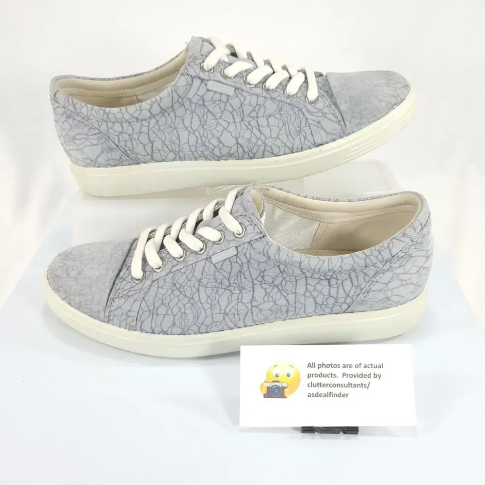 Ecco Casual Lace Up Outdoor Sneaker Shoe Womens Size 10 Gray White